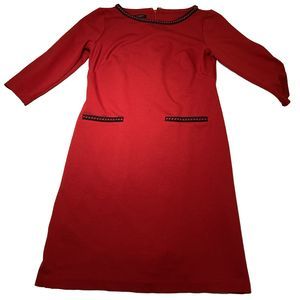 Talbots Red Dress 3/4 Sleeve Petite Sz 2